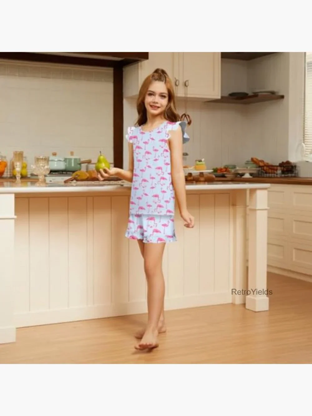2-Piece Ruffle Sleeve Pajama Set for Girls